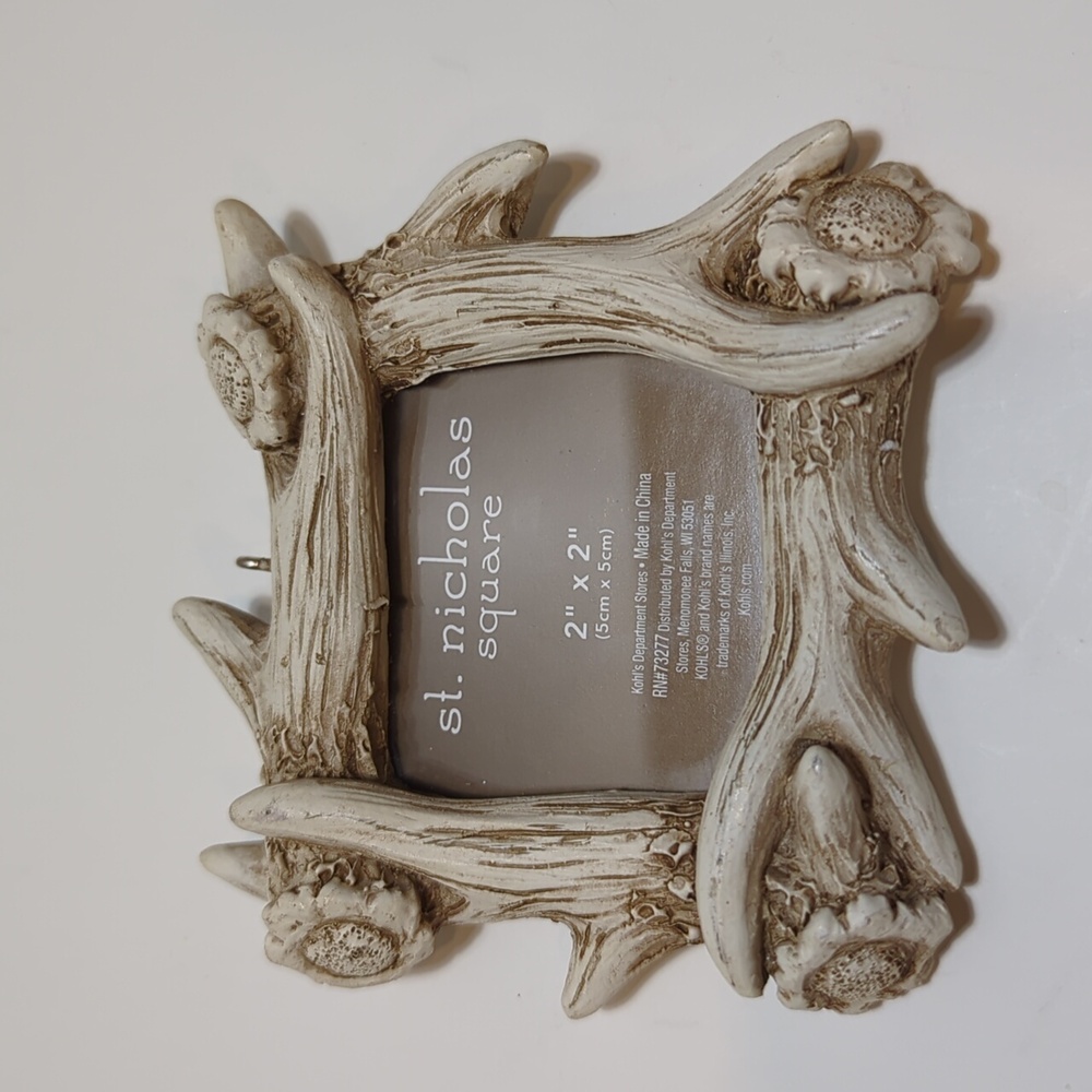 St Nicholas Square Miniature Ornament Frame 2” x 2” Deer Antler Theme - Picture 2 of 6